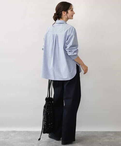 MK MICHEL KLEIN / エムケーミッシェルクラン シャツ・ブラウス | [防シワ/洗える]コットン混ベーシックシャツ（ストライプ） | 詳細11