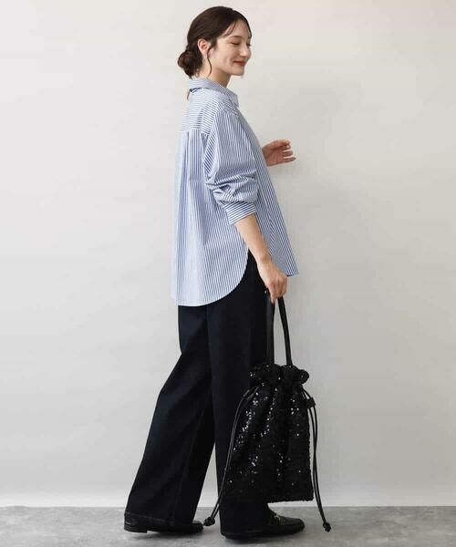 MK MICHEL KLEIN / エムケーミッシェルクラン シャツ・ブラウス | [防シワ/洗える]コットン混ベーシックシャツ（ストライプ） | 詳細12