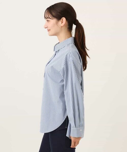 MK MICHEL KLEIN / エムケーミッシェルクラン シャツ・ブラウス | [防シワ/洗える]コットン混ベーシックシャツ（ストライプ） | 詳細14