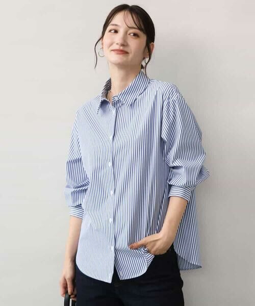 MK MICHEL KLEIN / エムケーミッシェルクラン シャツ・ブラウス | [防シワ/洗える]コットン混ベーシックシャツ（ストライプ） | 詳細8