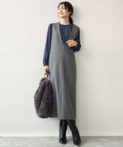 MK MICHEL KLEIN / エムケーミッシェルクラン ロング・マキシ丈スカート | [洗える]Vネックジャンパースカート