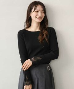 MK MICHEL KLEIN / エムケーミッシェルクラン ニット・セーター | [洗える]袖レースデザインリブニット