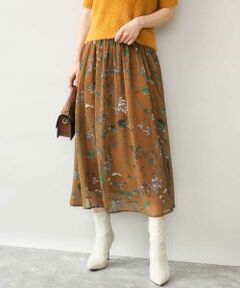 MK MICHEL KLEIN / エムケーミッシェルクラン ロング・マキシ丈スカート | [洗える]水彩花柄シフォンスカート