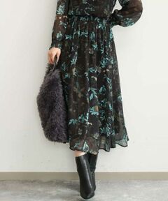 MK MICHEL KLEIN / エムケーミッシェルクラン ロング・マキシ丈スカート | [洗える]水彩花柄シフォンスカート