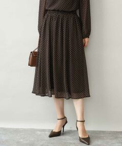 MK MICHEL KLEIN / エムケーミッシェルクラン ロング・マキシ丈スカート | [洗える]スクエア幾何柄シフォンスカート