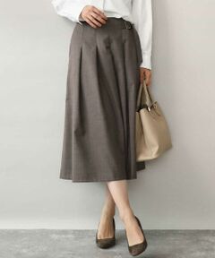 MK MICHEL KLEIN / エムケーミッシェルクラン ロング・マキシ丈スカート | [洗える]グレンチェック柄ラップ風タックスカート