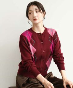 MK MICHEL KLEIN / エムケーミッシェルクラン カーディガン・ボレロ | [洗える]配色アーガイル柄ニットカーディガン