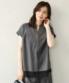 MK MICHEL KLEIN / エムケーミッシェルクラン シャツ・ブラウス | [洗える]マイクロサキソニー ヘムレースブラウス