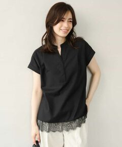 MK MICHEL KLEIN / エムケーミッシェルクラン シャツ・ブラウス | [洗える]マイクロサキソニー ヘムレースブラウス