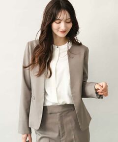 MK MICHEL KLEIN / エムケーミッシェルクラン ノーカラージャケット | [セットアップ対応/洗える]イージーツイル カラーレスジャケット