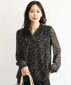 MK MICHEL KLEIN / エムケーミッシェルクラン シャツ・ブラウス | [洗える]ニュアンスレオパード柄ボウタイシフォンブラウス