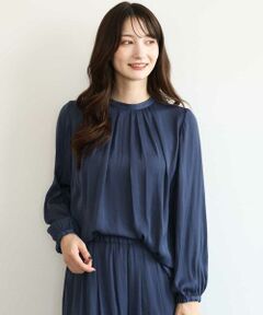 MK MICHEL KLEIN / エムケーミッシェルクラン シャツ・ブラウス | [洗える]起毛サテンバンドカラーブラウス