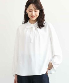 MK MICHEL KLEIN / エムケーミッシェルクラン シャツ・ブラウス | [洗える]リボンタイ付きフリルネックブラウス