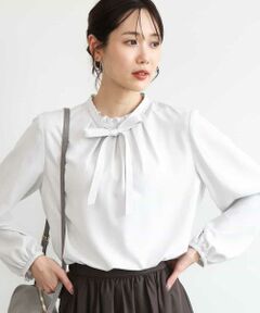 MK MICHEL KLEIN / エムケーミッシェルクラン シャツ・ブラウス | [洗える]リボンタイ付きフリルネックブラウス