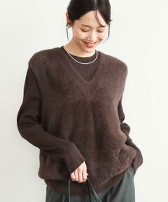 MK MICHEL KLEIN / エムケーミッシェルクラン ニット・セーター | [洗える]シャギーベスト×ハイゲージリブニット アンサンブル