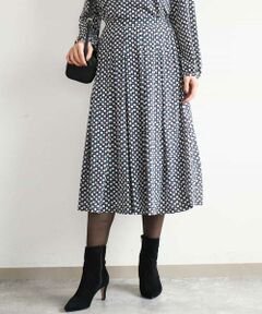 MK MICHEL KLEIN / エムケーミッシェルクラン ロング・マキシ丈スカート | [洗える]スクエア幾何柄タックスカート