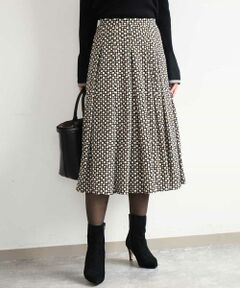 MK MICHEL KLEIN / エムケーミッシェルクラン ロング・マキシ丈スカート | [洗える]スクエア幾何柄タックスカート