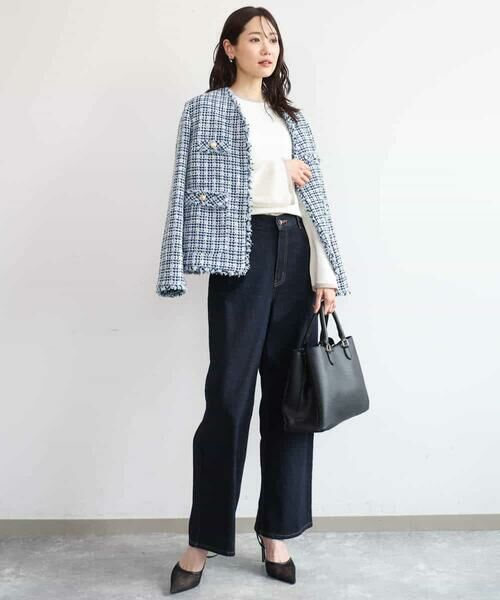 MK MICHEL KLEIN / エムケーミッシェルクラン ノーカラージャケット | [洗える]Vネックファンシーツイードジャケット | 詳細12