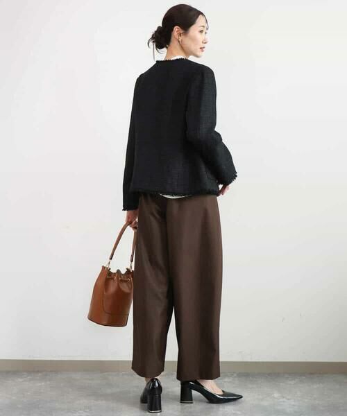 MK MICHEL KLEIN / エムケーミッシェルクラン ノーカラージャケット | [洗える]Vネックファンシーツイードジャケット | 詳細5