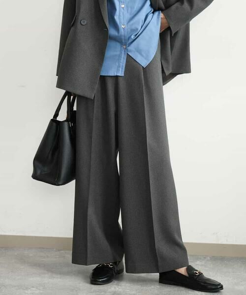 MK MICHEL KLEIN / エムケーミッシェルクラン チノ・ワークパンツ | [洗える/イージーケア/抗ピリング/ナチュラルストレッチ]センタープレスワイドパンツ（チェック柄） | 詳細12