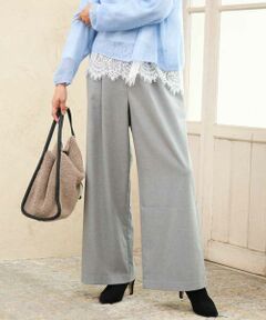 MK MICHEL KLEIN / エムケーミッシェルクラン チノ・ワークパンツ | [洗える]裏起毛ワイドストレートプルオンパンツ（無地）