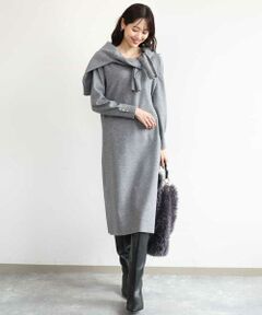 MK MICHEL KLEIN / エムケーミッシェルクラン ロング・マキシ丈ワンピース | [洗える]Vネックニットワンピース