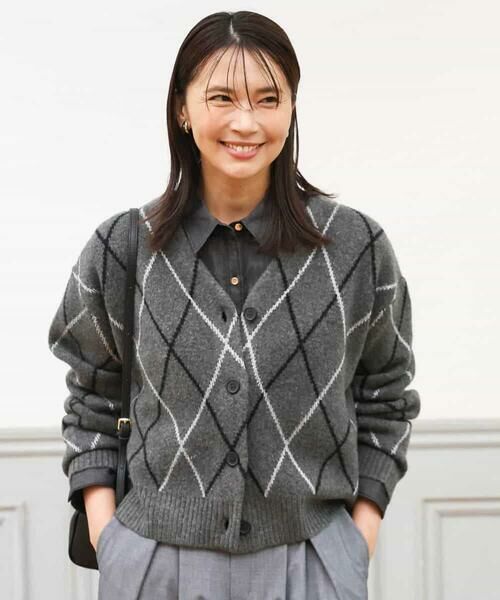 MK MICHEL KLEIN / エムケーミッシェルクラン カーディガン・ボレロ | [洗える]ウールジャガードアーガイル柄ニットカーディガン | 詳細4