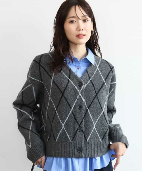 MK MICHEL KLEIN / エムケーミッシェルクラン カーディガン・ボレロ | [洗える]ウールジャガードアーガイル柄ニットカーディガン | 詳細9