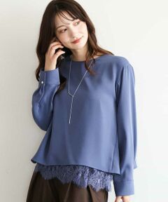 MK MICHEL KLEIN / エムケーミッシェルクラン シャツ・ブラウス | [撥水/洗える]レースキャミ付きツイルブラウス
