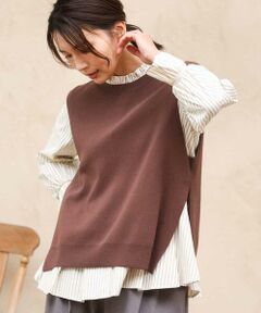 MK MICHEL KLEIN / エムケーミッシェルクラン シャツ・ブラウス | [洗える]フリルハイネックブラウス×ニットベスト ツインセット