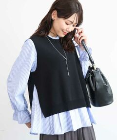 MK MICHEL KLEIN / エムケーミッシェルクラン シャツ・ブラウス | [洗える]フリルハイネックブラウス×ニットベスト ツインセット