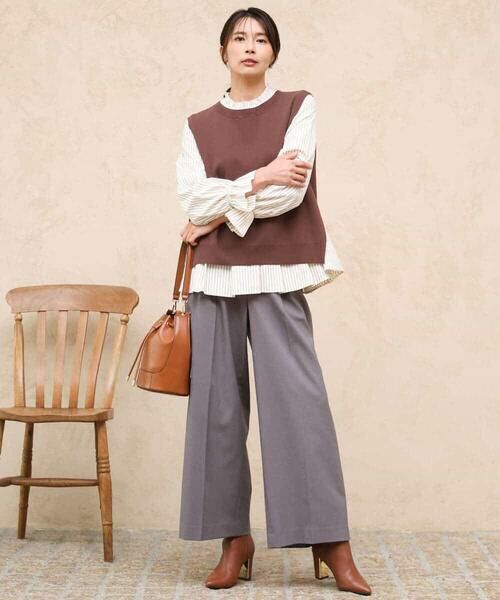 MK MICHEL KLEIN / エムケーミッシェルクラン シャツ・ブラウス | [洗える]フリルハイネックブラウス×ニットベスト ツインセット | 詳細7