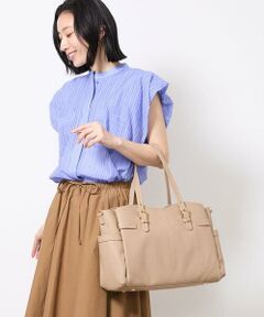 MK MICHEL KLEIN BAG / エムケーミッシェルクランバッグ トートバッグ | [大容量/2WAY]ステッチポイントワイドスクエアトート