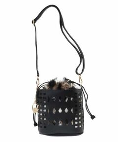 MK MICHEL KLEIN BAG / エムケーミッシェルクランバッグ ショルダーバッグ | [2WAY]ファー巾着パンチングショルダーバッグ