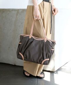 MK MICHEL KLEIN BAG / エムケーミッシェルクランバッグ トートバッグ | [2WAY/撥水]レザーアクセントナイロントートバッグ