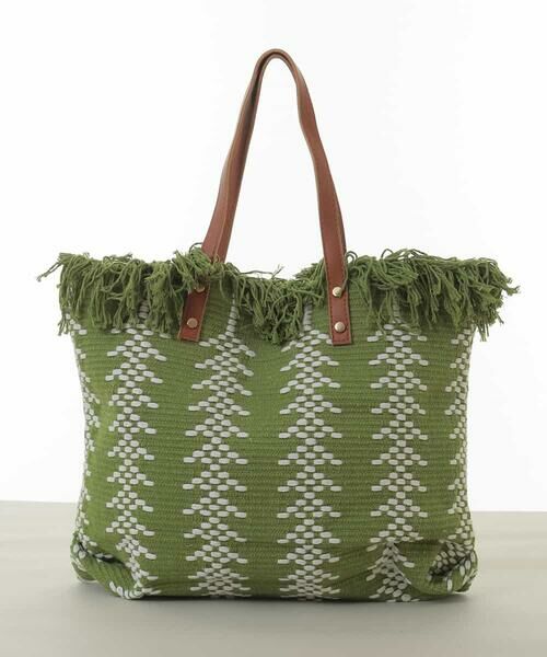MK MICHEL KLEIN BAG/エムケーミッシェルクランバッグ 幾何柄ジャカードフリンジトートバッグ グリーン F MK MICHEL KLEIN BAG/エムケーミッシェルクランバッグ 幾何柄ジャカードフリンジトートバッグ グリーン F