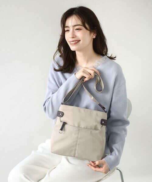 MK MICHEL KLEIN BAG / エムケーミッシェルクランバッグ ショルダーバッグ | [撥水/500g以下の軽量]アクセントレザースクエアショルダーバッグ | 詳細19