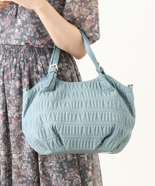 MK MICHEL KLEIN BAG/エムケーミッシェルクランバッグ [2WAY]ギャザーデザインバッグ ライトブルー F