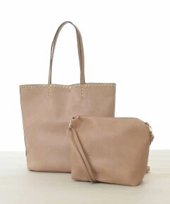 MK MICHEL KLEIN BAG / エムケーミッシェルクランバッグ トートバッグ | [2WAYポーチ付き]スタッズポイントデザインバッグ