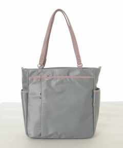 MK MICHEL KLEIN BAG / エムケーミッシェルクランバッグ トートバッグ | [2WAY]レザーパイピングナイロンスクエアトートバッグ