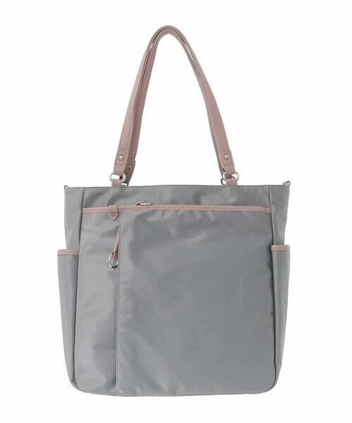 MK MICHEL KLEIN BAG / エムケーミッシェルクランバッグ トートバッグ | [2WAY]レザーパイピングナイロンスクエアトートバッグ | 詳細1