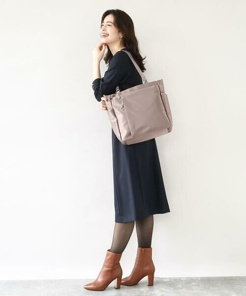 MK MICHEL KLEIN BAG / エムケーミッシェルクランバッグ トートバッグ | [2WAY]レザーパイピングナイロンスクエアトートバッグ | 詳細16