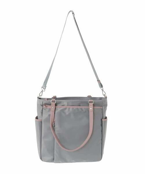 MK MICHEL KLEIN BAG / エムケーミッシェルクランバッグ トートバッグ | [2WAY]レザーパイピングナイロンスクエアトートバッグ | 詳細4