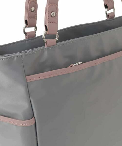 MK MICHEL KLEIN BAG / エムケーミッシェルクランバッグ トートバッグ | [2WAY]レザーパイピングナイロンスクエアトートバッグ | 詳細5