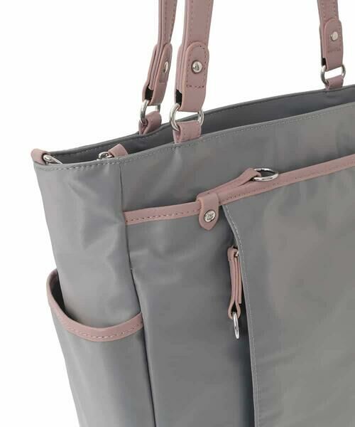 MK MICHEL KLEIN BAG / エムケーミッシェルクランバッグ トートバッグ | [2WAY]レザーパイピングナイロンスクエアトートバッグ | 詳細6