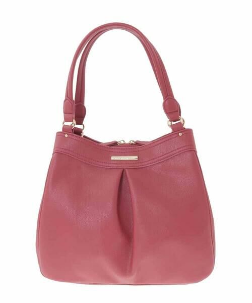 MK MICHEL KLEIN BAG/エムケーミッシェルクランバッグ [2WAY]合成皮革タックデザインバッグ レッド F