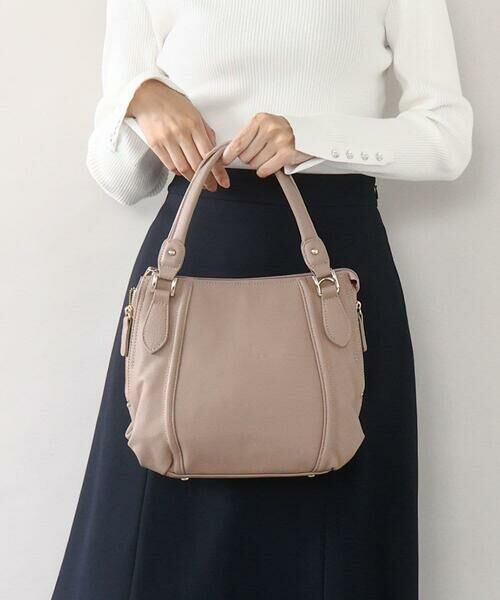 MK MICHEL KLEIN BAG/エムケーミッシェルクランバッグ [2WAY]サイドジップコンパクトトートバッグ ベージュ F