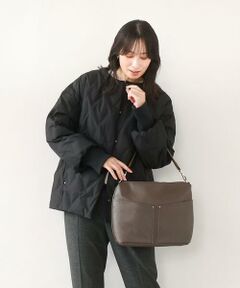 MK MICHEL KLEIN BAG / エムケーミッシェルクランバッグ ショルダーバッグ | [2WAY]合成皮革ダブルポケットスクエアバッグ