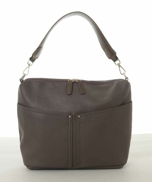 MK MICHEL KLEIN BAG / エムケーミッシェルクランバッグ ショルダーバッグ | [2WAY]合成皮革ダブルポケットスクエアバッグ | 詳細1