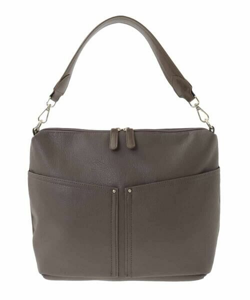 MK MICHEL KLEIN BAG / エムケーミッシェルクランバッグ ショルダーバッグ | [2WAY]合成皮革ダブルポケットスクエアバッグ | 詳細2